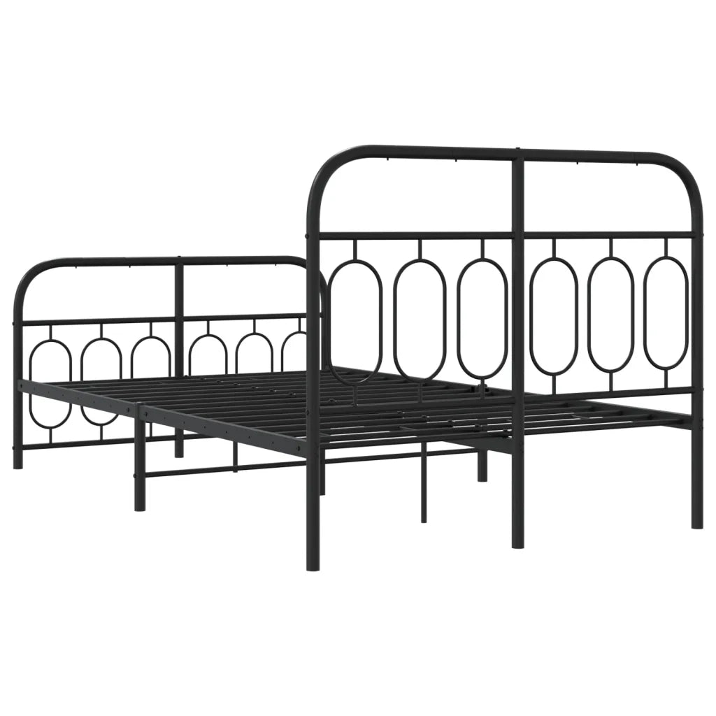 Letto matrimoniale | Letto per adulti | Giroletto con Testiera e Pediera Metallo Nero 120x190 cm