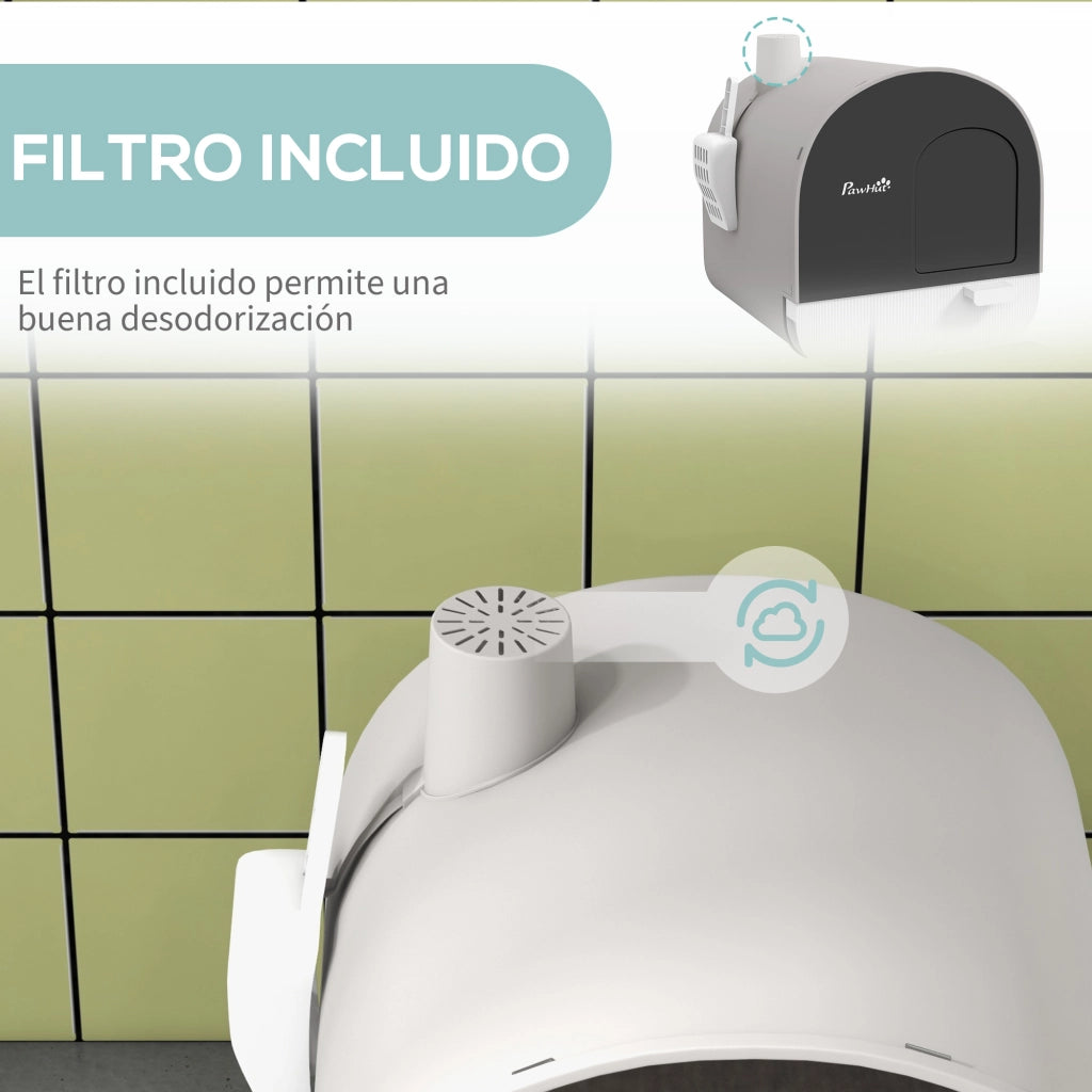 Lettiera per Gatti Chiusa ¨C Xylo ¨C con Vassoio Estraibile e Paletta 43x44x47 cm Grigio