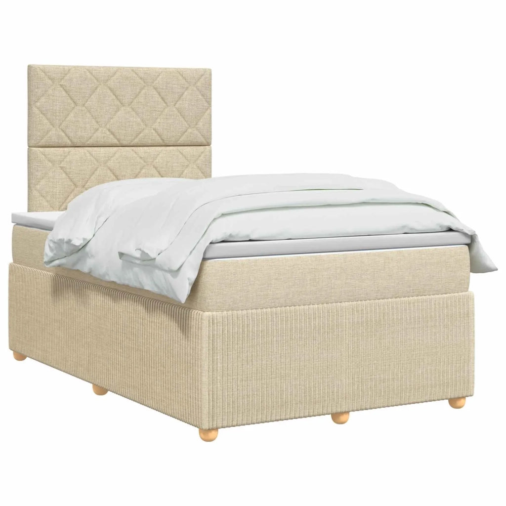 Letto Box Spring LED con Materasso Crema 120 x 200 cm Tessuto 3455844