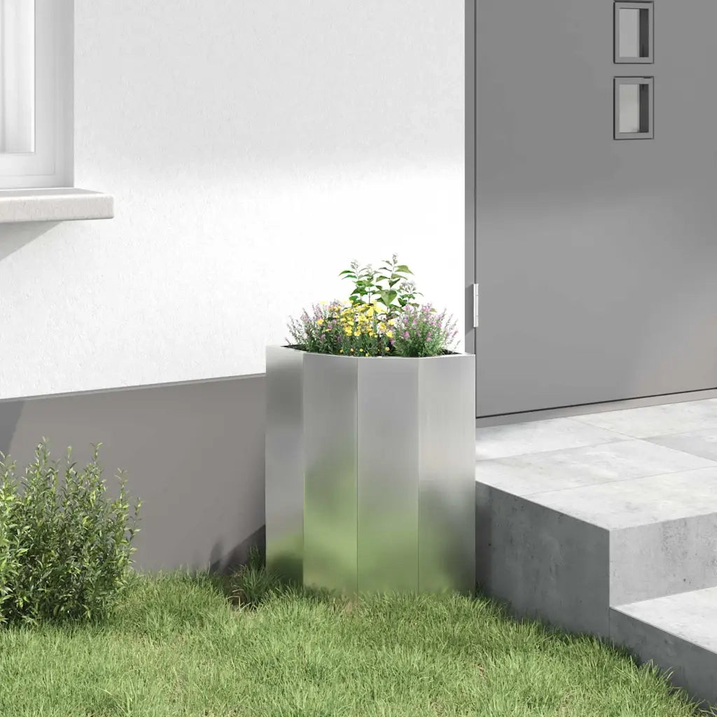 Fioriere | Cassetta per fiori | Vaso d'angolo Argento 30 x 30 x 50 cm Acciaio zincato
