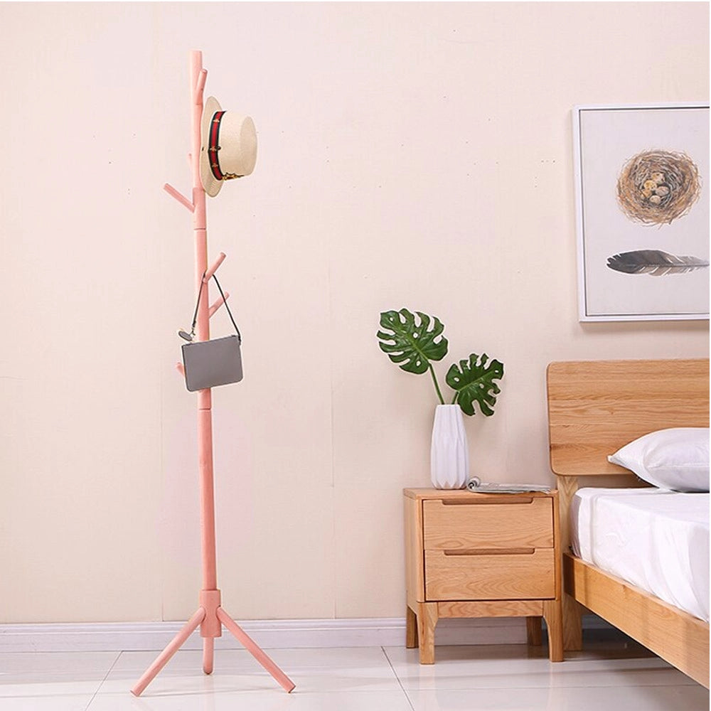 Piantana Appendiabiti in legno Naturale 8 Ganci 41x41 H176cm Verniciato Rosa
