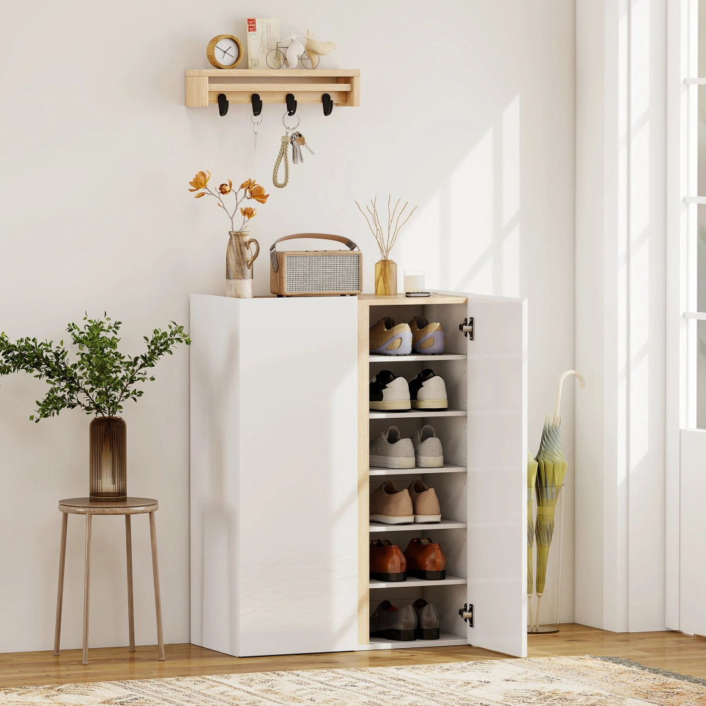 Scarpiera 6 Ripiani con Ante Soft-Close ¨C zephmum ¨C Legno Bianco 80x30x100