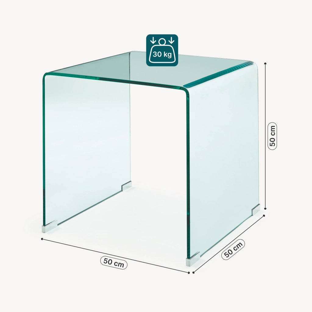 Tavolino da Salotto Varlofrek in Vetro 50 x 50 x 50 cm - Trasparente [en.casa]