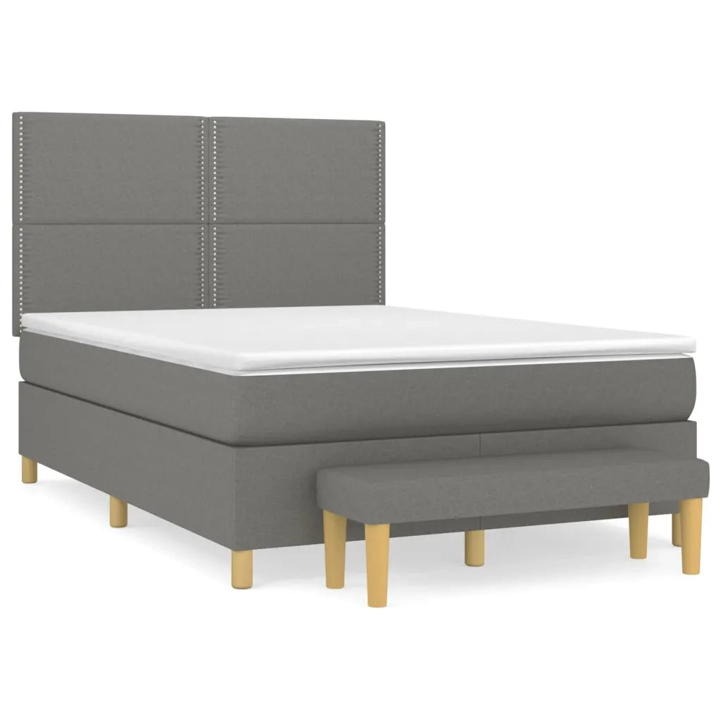 Giroletto a Molle con Materasso Grigio Scuro 140x200cm Tessuto 3137078
