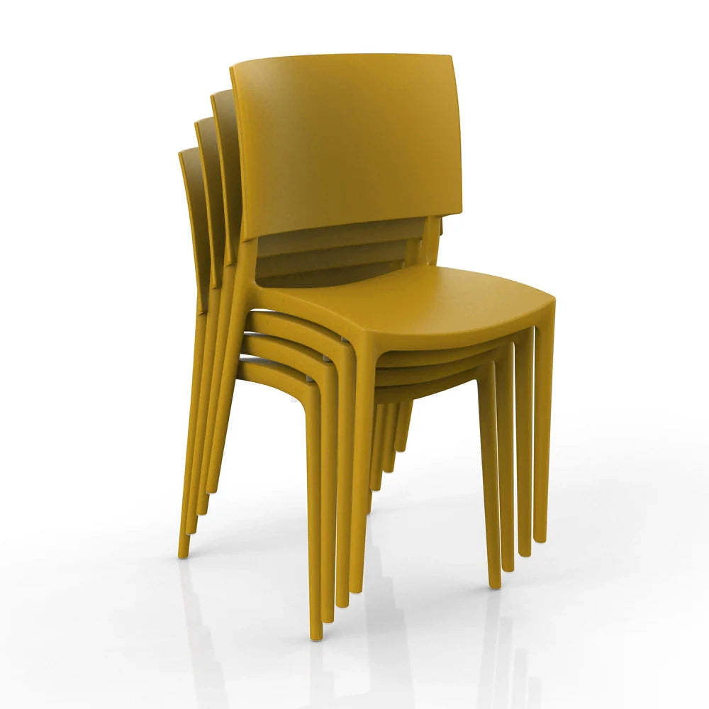 Sedia in polipropilene 100% Made in Italy SHARP, impilabile, resistente ai raggi UV, design moderno, ideale per sala da pranzo, cucina, sala d’attesa, bar, ristoranti o da esterno colore Mostarda