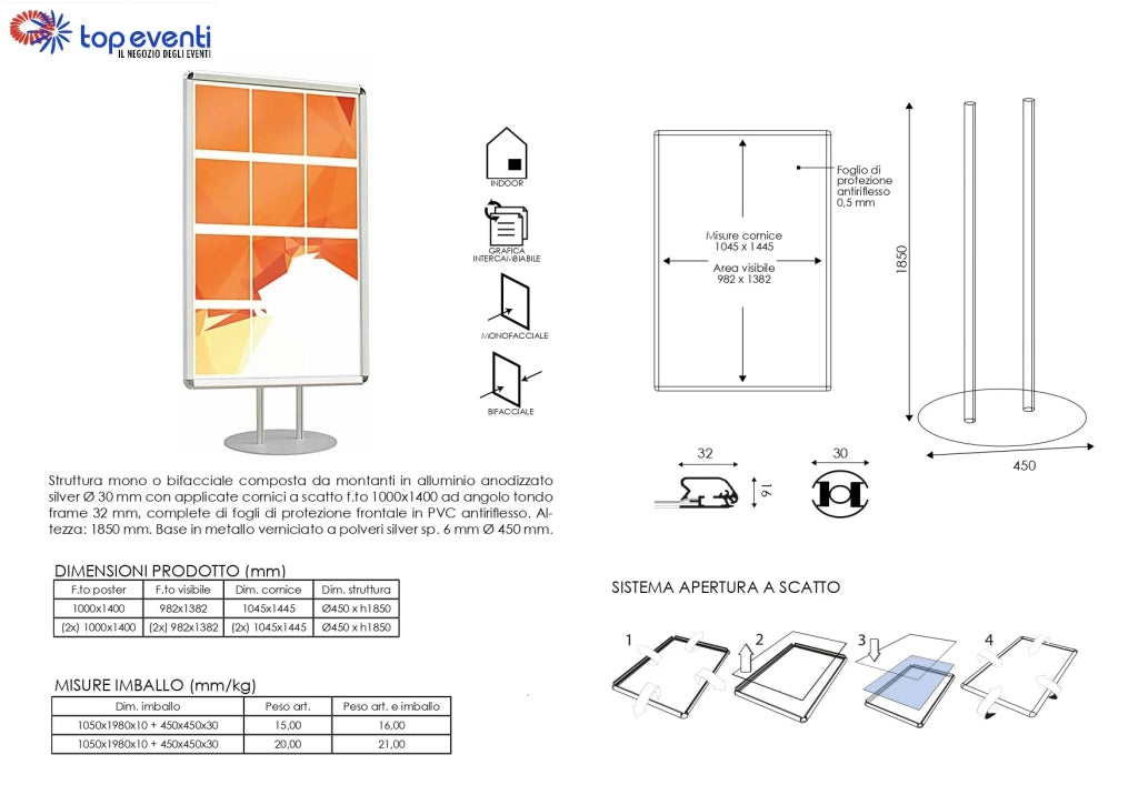 Porta Comunicazioni con Cornice 100 x 140 - Bifacciale