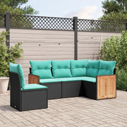 Set Divani da Giardino 5 pz con Cuscini Nero in Polyrattan 3227653