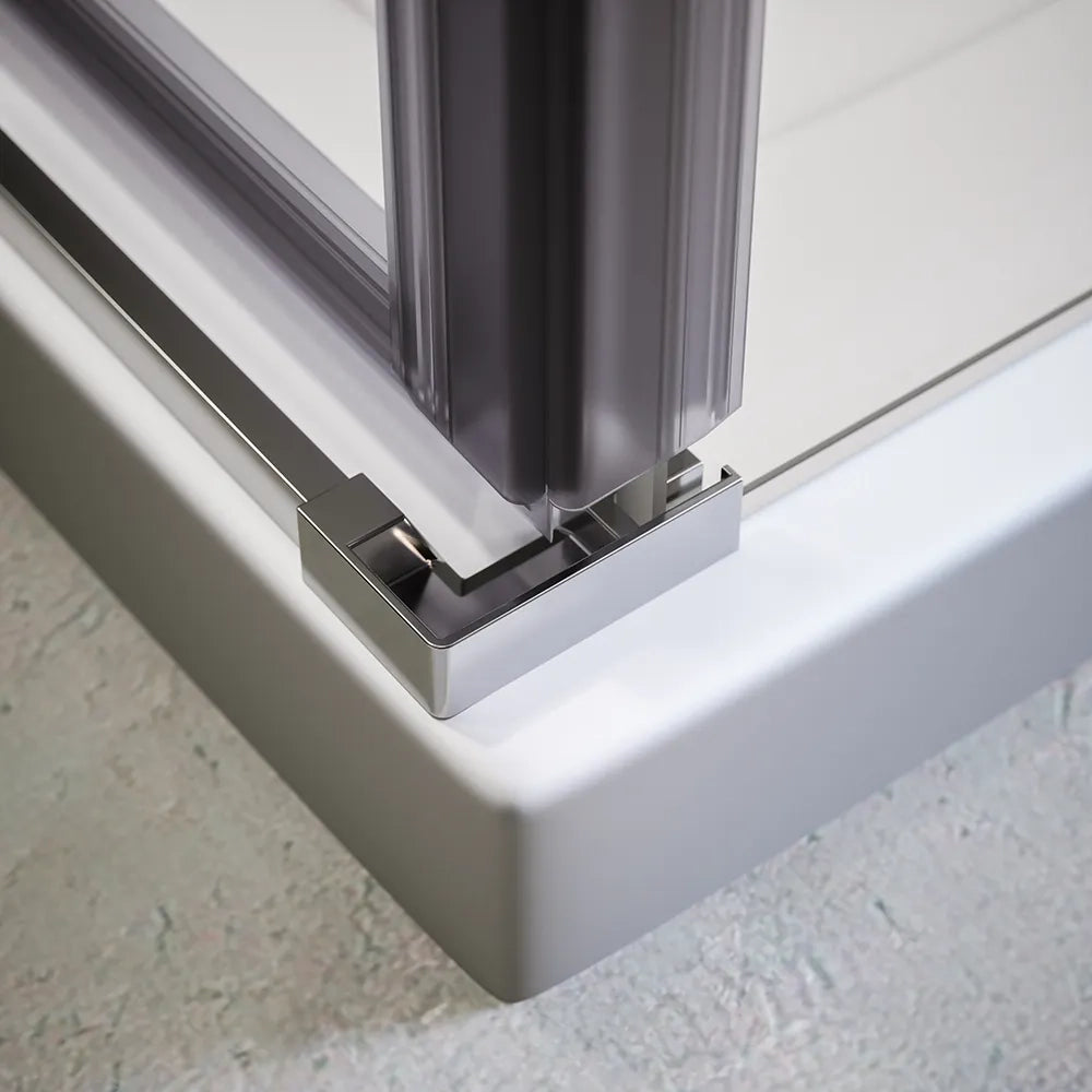 Box doccia 90x90 cm con apertura a battente e parete fissa, profili cromati e vetro da 8mm trasparente h195 | Fiji