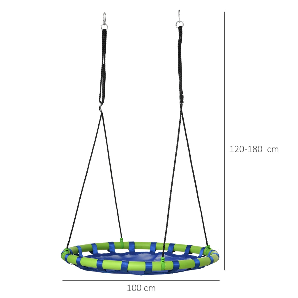Altalena Nido per Bambini con Altezza Regolabile ¨C zephmum ¨C Blu e Verde ?100x120-180 cm