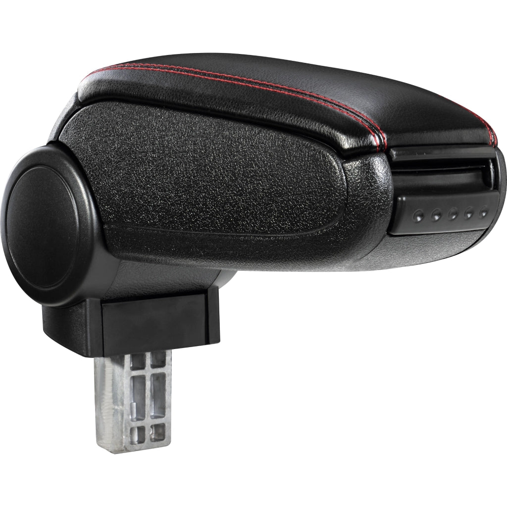 [pro.tec] Bracciolo centrale - Poggiabraccio con vano portaoggetti - imbottito - in similpelle - nero con cucitura rossa - Seat Ibiza Tipo 6L