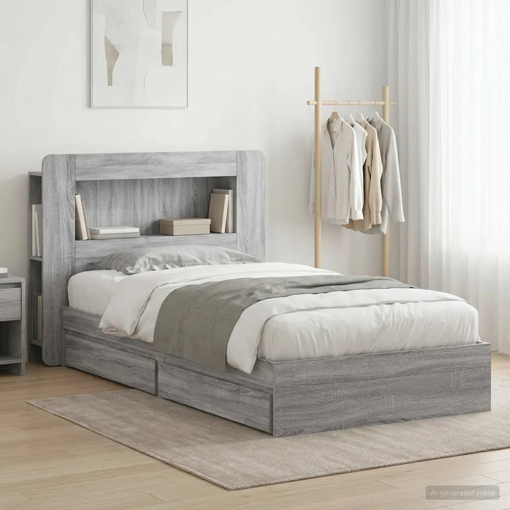 Telaio del letto con storage Sonoma grigio 100 x 200 cm 3433632