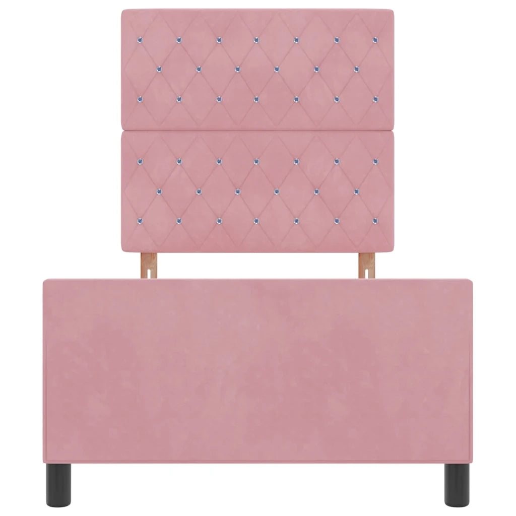 Letto a molle con testiera Rosa 100 x 200 cm Velluto