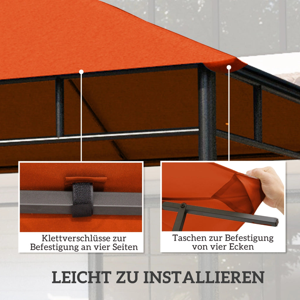 Tetto sostitutivo per gazebo da giardino ¨C Minimal ¨C Poliestere, 2.98x2.95 m, arancione