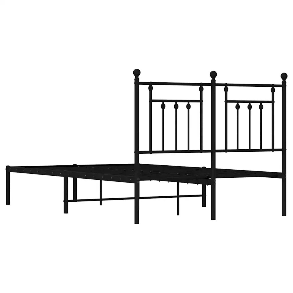 Giroletto con Testiera-Struttura Letto con testiera in Metallo Nero 135x190 cm 549877