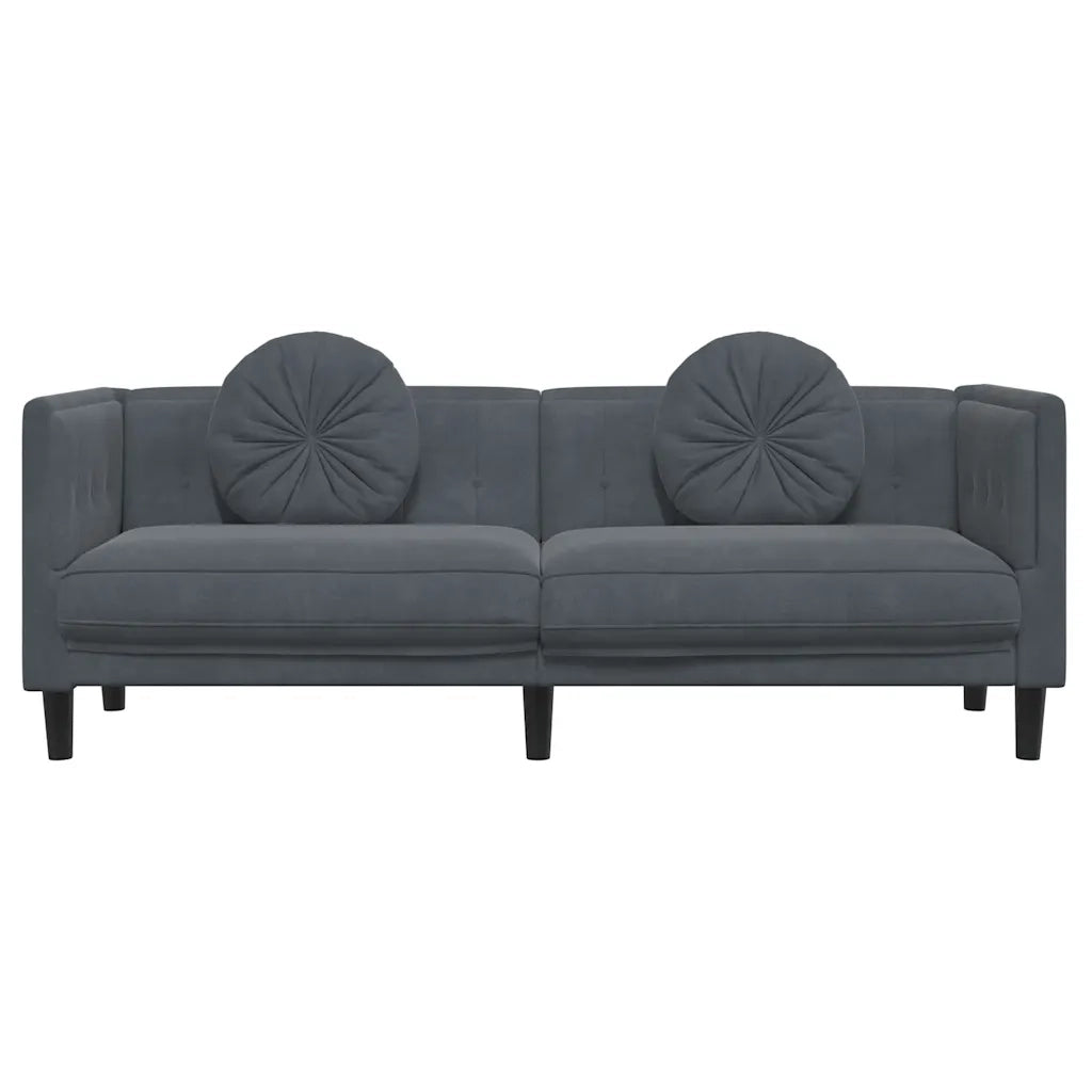 Poltrona con Cuscini a 3 Posti Grigio Scuro in Velluto 372643