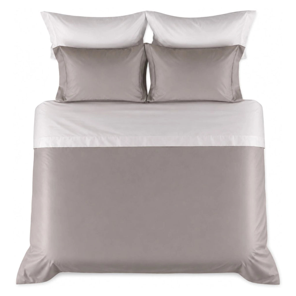 Rositene, set Completo Letto Matrimoniale in Percalle, Grigio