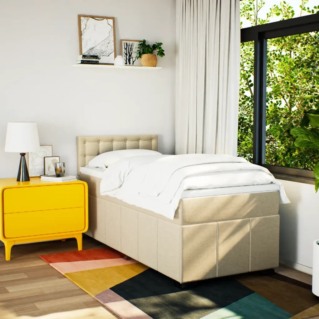 Giroletto a Molle con Materasso Crema 90x190 cm in Tessuto 3286942
