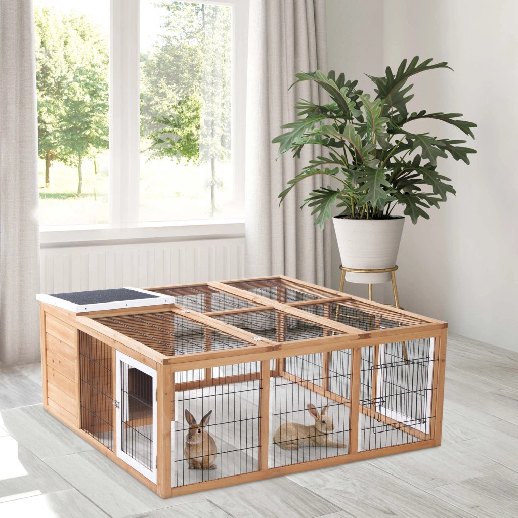 Recinto per Animali Domestici con Tetto Aprile ¨C zephmum ¨C 123x120x52 cm, Marrone