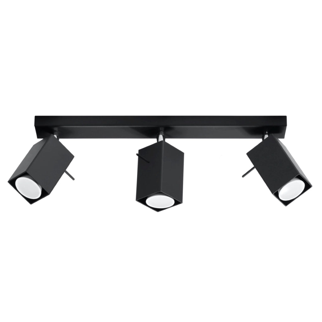 Lampada GU10 regolabile in acciaio stile industriale MERIDA a 3 luci, nera