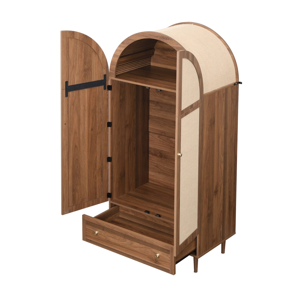 Armadio con ante in tessuto e cassetto interno in MDF effetto legno per camera da letto 79 × 50 × 175 cm