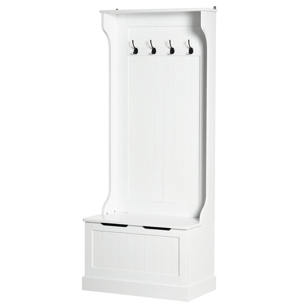 Mobile ingresso 4 in 1 con panca e appendiabiti ¨C Xylo ¨C bianco 71,5x39,5x170 cm