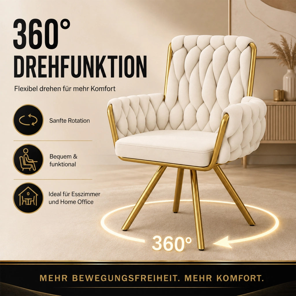 SEDIA Girevole 360° Set da 6 pezzi in velluto beige