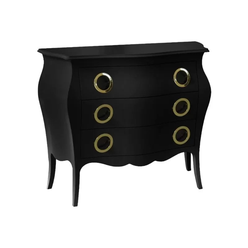 Cassettiera sagomata 3 cassetti legno laccato nero opaco 116x42x85 - Mobili 2G