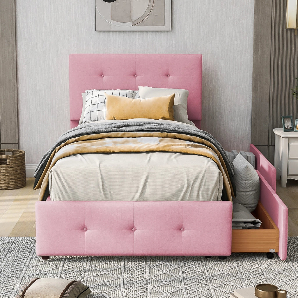 letto imbottito velluto rosa 90 x 200 cm