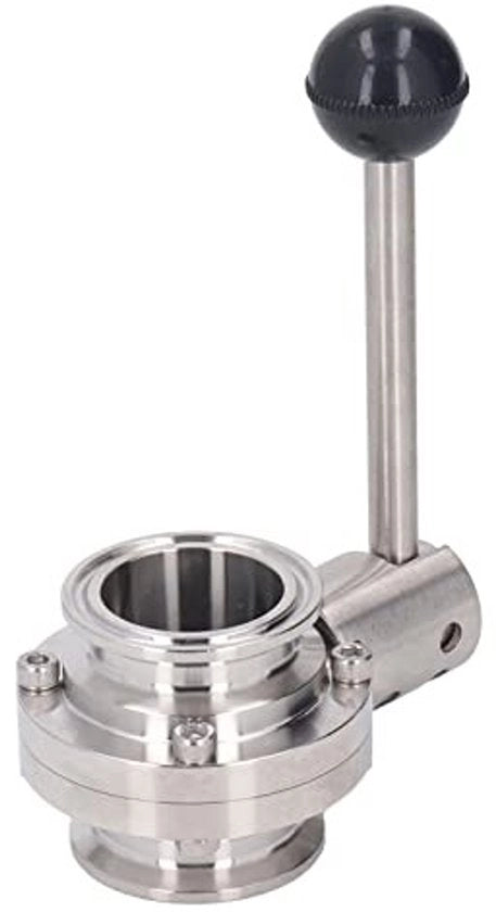 Valvola a farfalla - Tri Clamp - Connettore rapido - 38 mm - Acciaio inossidabile - Dispositivo di chiusura di alta qualità - Adatto all'uso sanitario