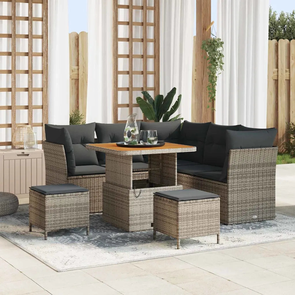 Set Divano da Giardino con cuscino 8 pcs Grigio 3363433