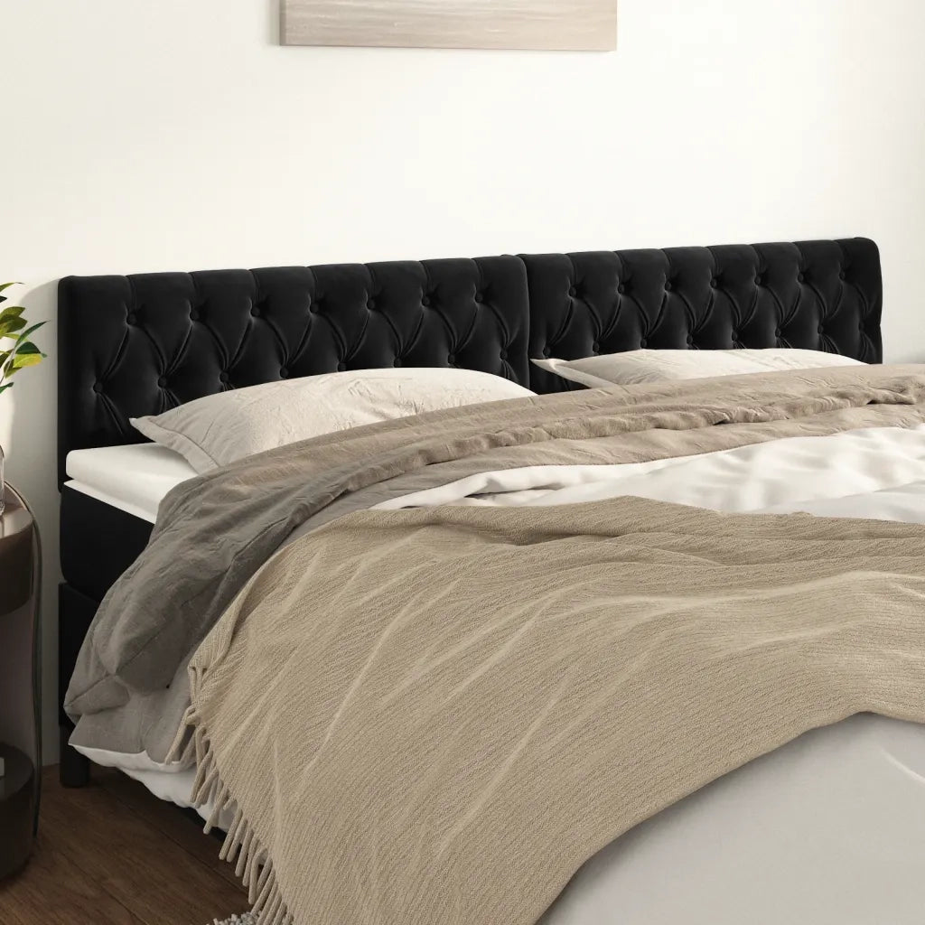 Testiera | Testata Nera 200x7x78/88 cm in Velluto