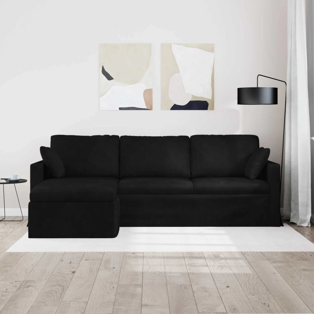 Divano Nero 228 x 134 x 80 cm Velluto 42024473
