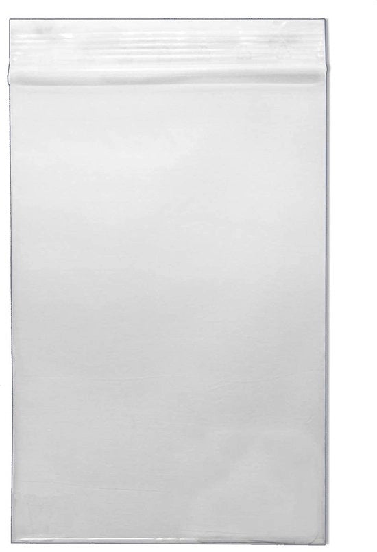 Borsa di plastica trasparente per confezione, 50µ, 50x70mm, chiusura, confezione da 100, sicura per alimenti.
