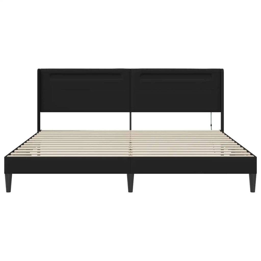 Struttura del letto con strisce LED Nero 200 x200 cm Similpelle 42027991