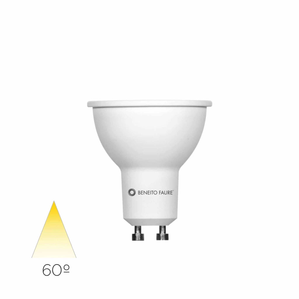 Lampadina LED Dicroica Hook GU10 6W 60 Gradi 2700K Luce Calda 570lm Attacco GU10 IP40 Finitura Bianca per Interni - Beneito & Faure