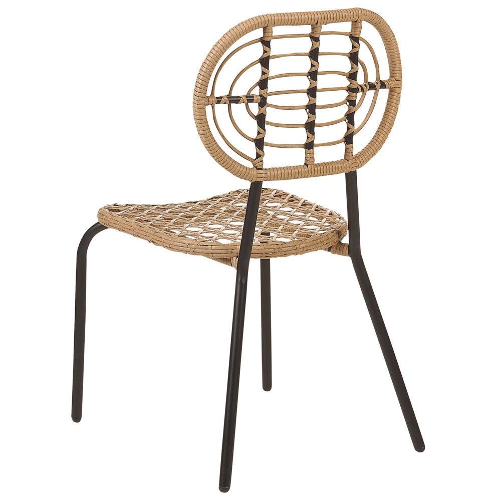 Set di 4 sedie in rattan con cuscino di seduta naturale intrecciato interni ed esterni stile boho