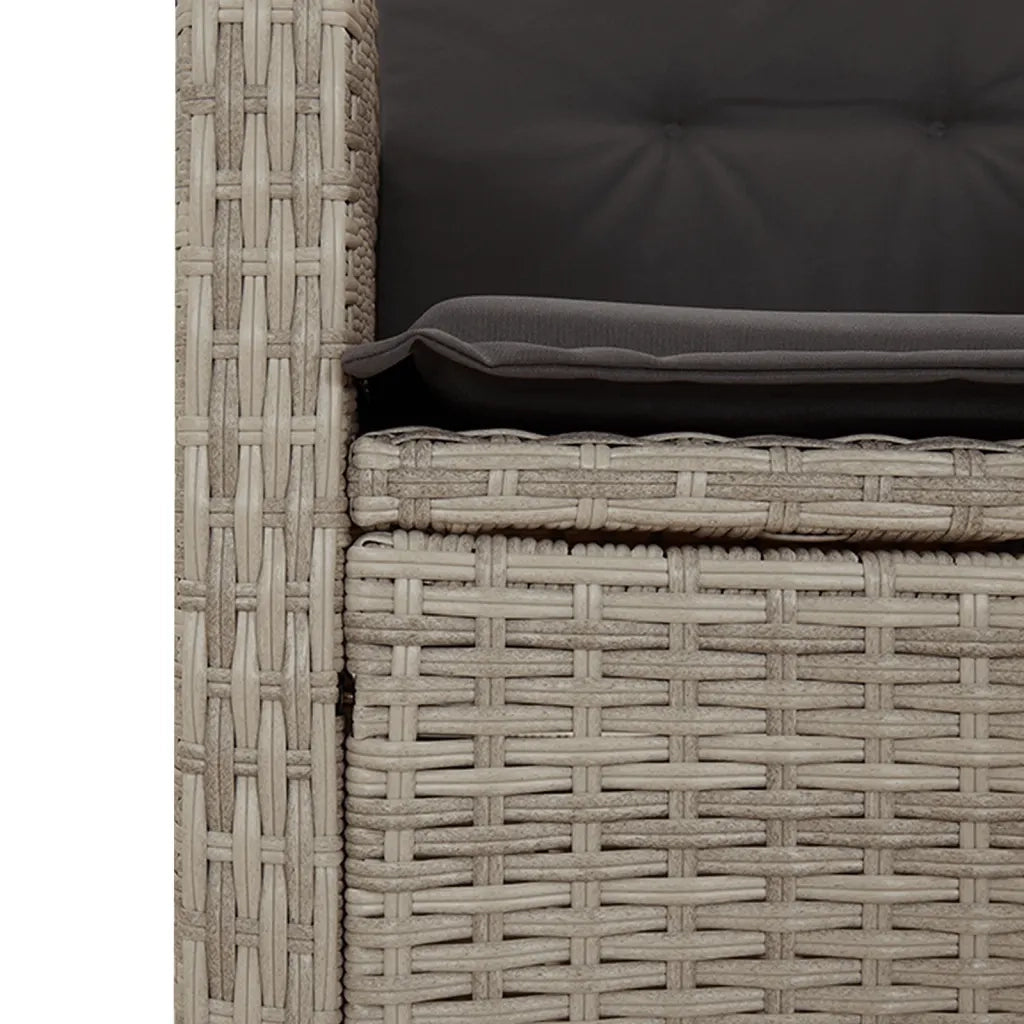 Set Pranzo da Giardino 9pz con Cuscini Grigio Chiaro Polyrattan 3212267