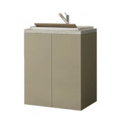 LAVATOIO SINGOLO PER LAVANDERIA SAVINI CON VASCA IN CERAMICA E ASSE IN LEGNO A DUE ANTE CON APERTURA - LAVATOIO-L.79CM H.91CM P.65CM- TORTORA / PIETRA  FIG.5  - SAV