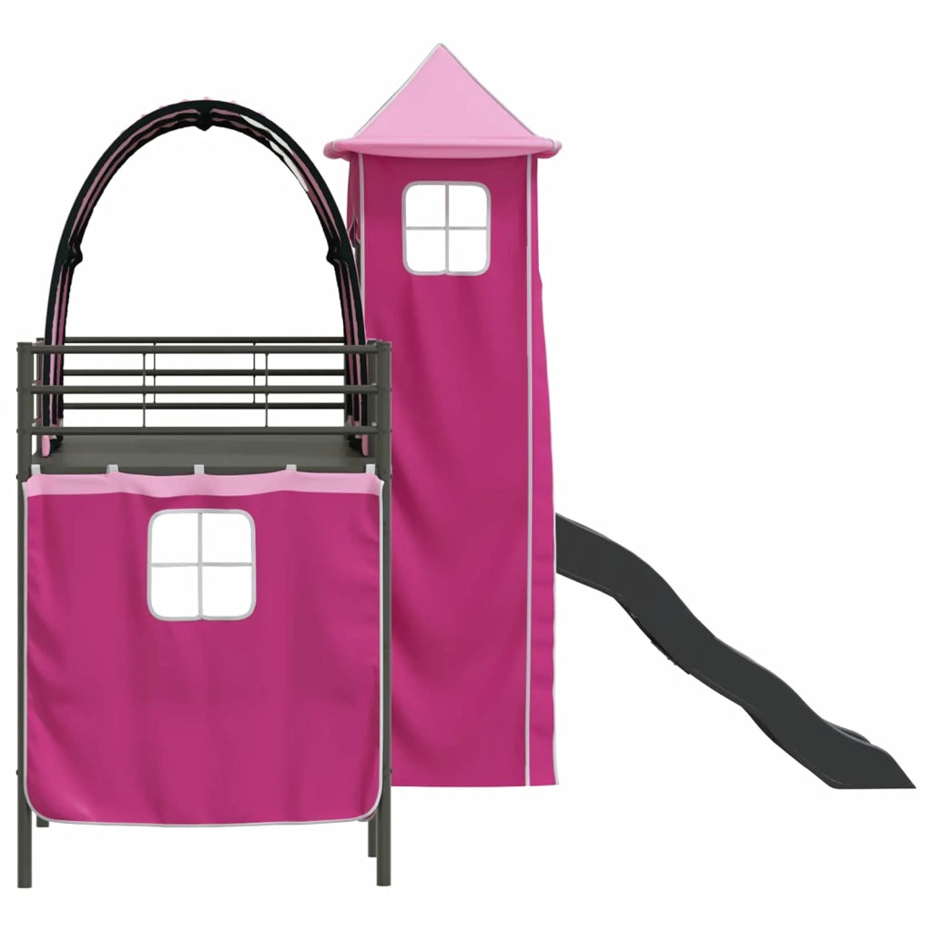 Struttura del letto loft per Bambini | Letto Infantile | Lettino Nero e rosa 75 x 190 cm