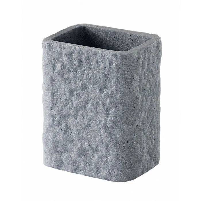 Porta spazzolino in ceramica grigio Linea Petra Feridras