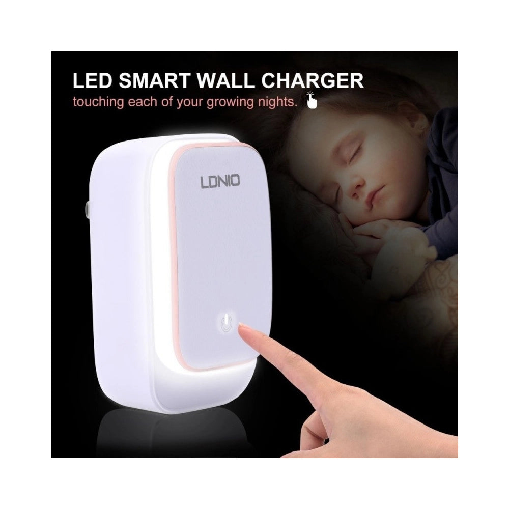 Trade Shop - Lampada Led Touch Con Caricabatterie 2 Porte Usb Da Viaggio Per Android Samsung -