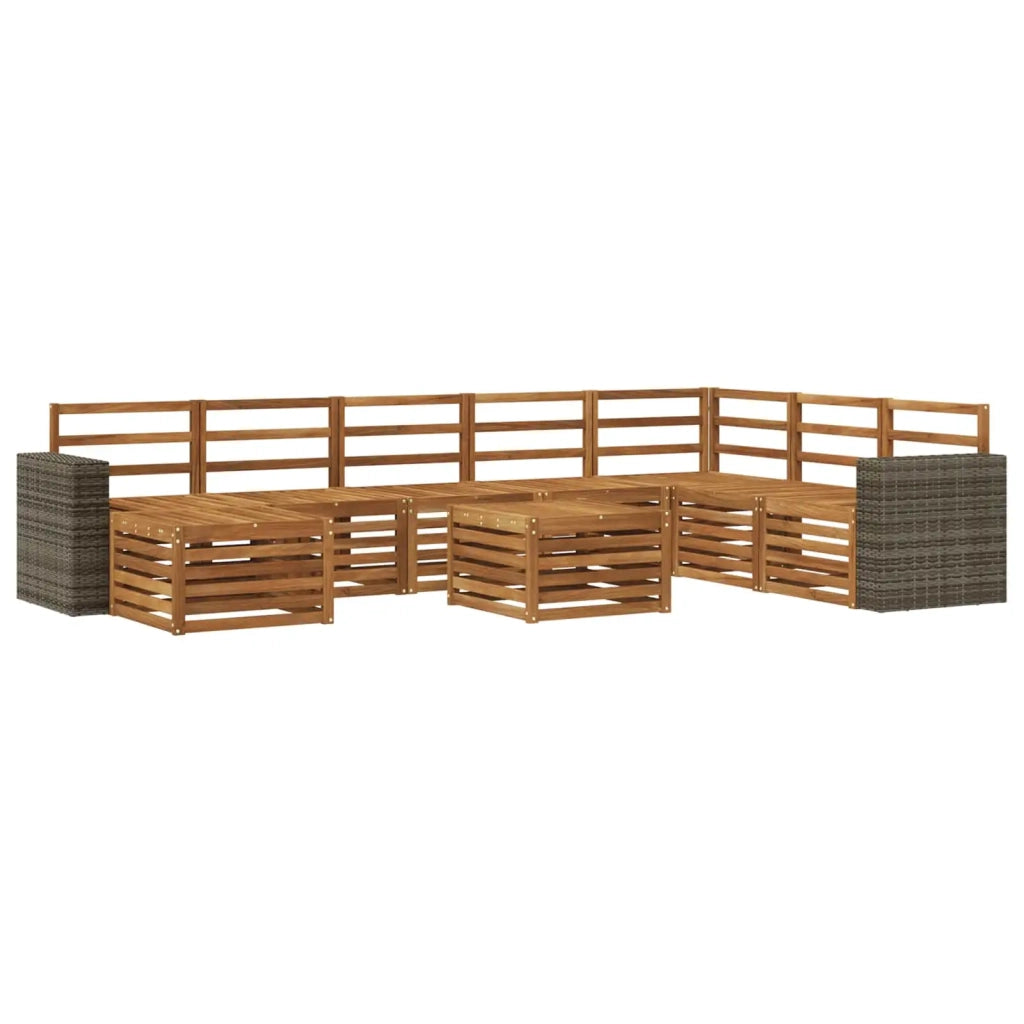 Set di divani da esterno 9 pz Naturale Legno di Acacia Massello 3384755