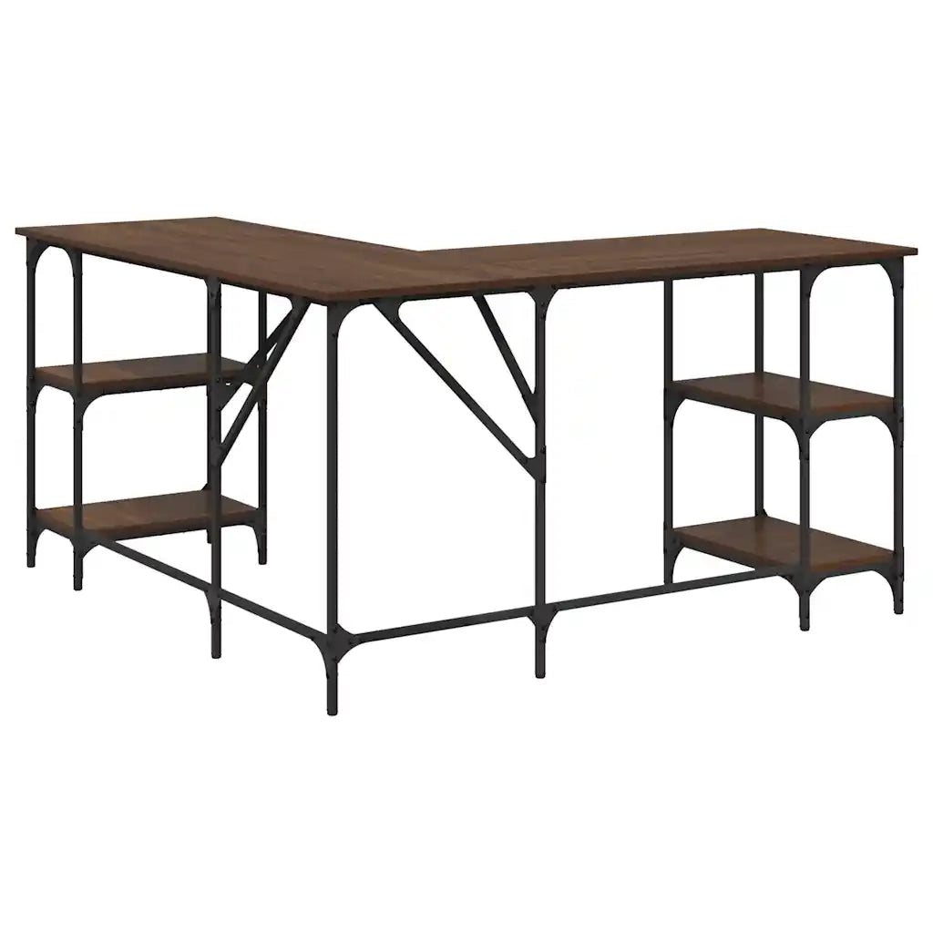 Scrivania-Scrivanie per ufficio e studio-Scrittoio Rovere Marrone 139x139x75 cm in Legno Multistrato