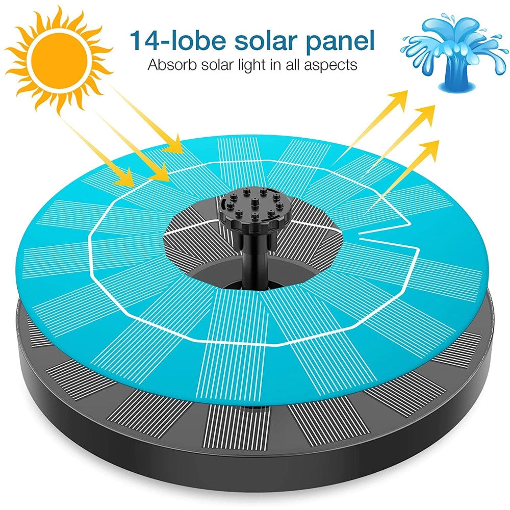 Trade Shop - Fontana Con Pannello Solare Da Giardino Per Laghetto Piscina Uccelli Acqua -
