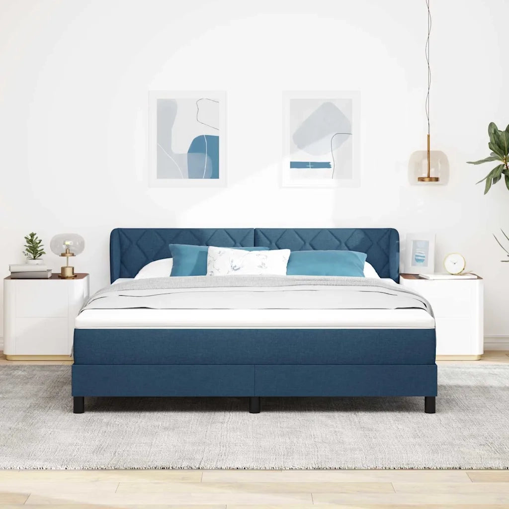 Letto a molle con testiera Blu 180 x 200 cm Tessuto 3340107