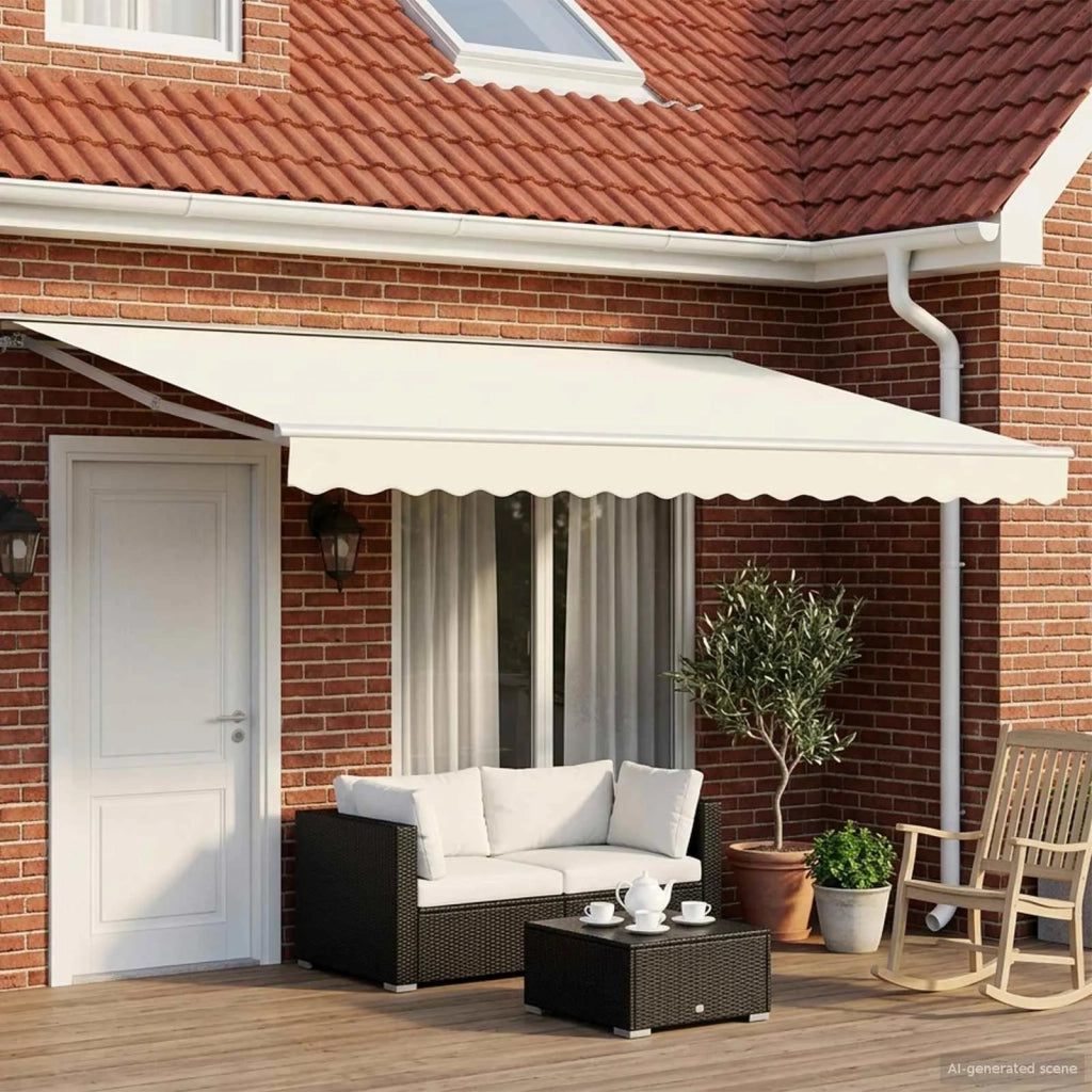 Cornice per Tenda Manuale con LED Crema e Bianco 4,5 × 3,5 m 3420668