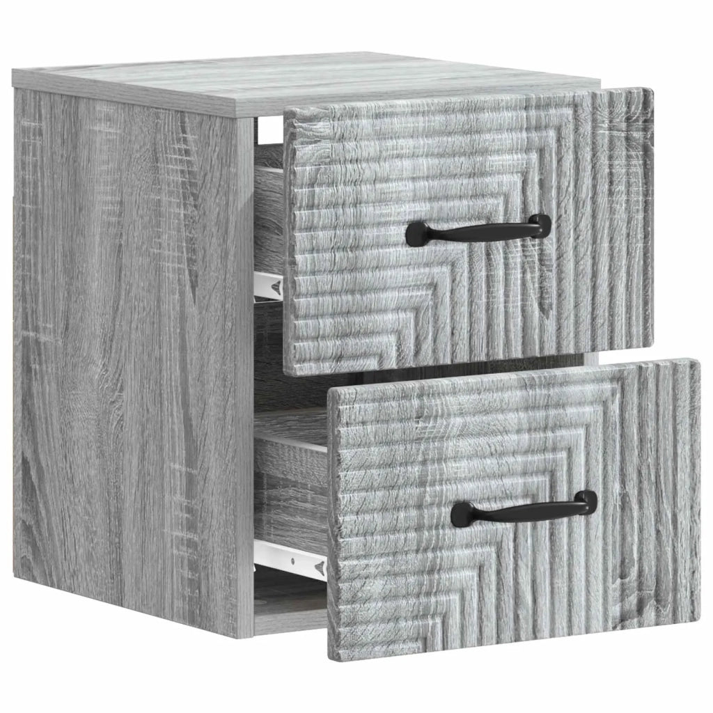 Comodino | Armadio da Notte | Mobiletto da notte a muro Grigio Sonoma 34,5 x 33 x 40 cm