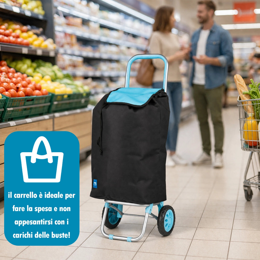 Carrello Poseidon Blu con Interni Termici Trolley Frigo 35L Ruote 36x30x90cm