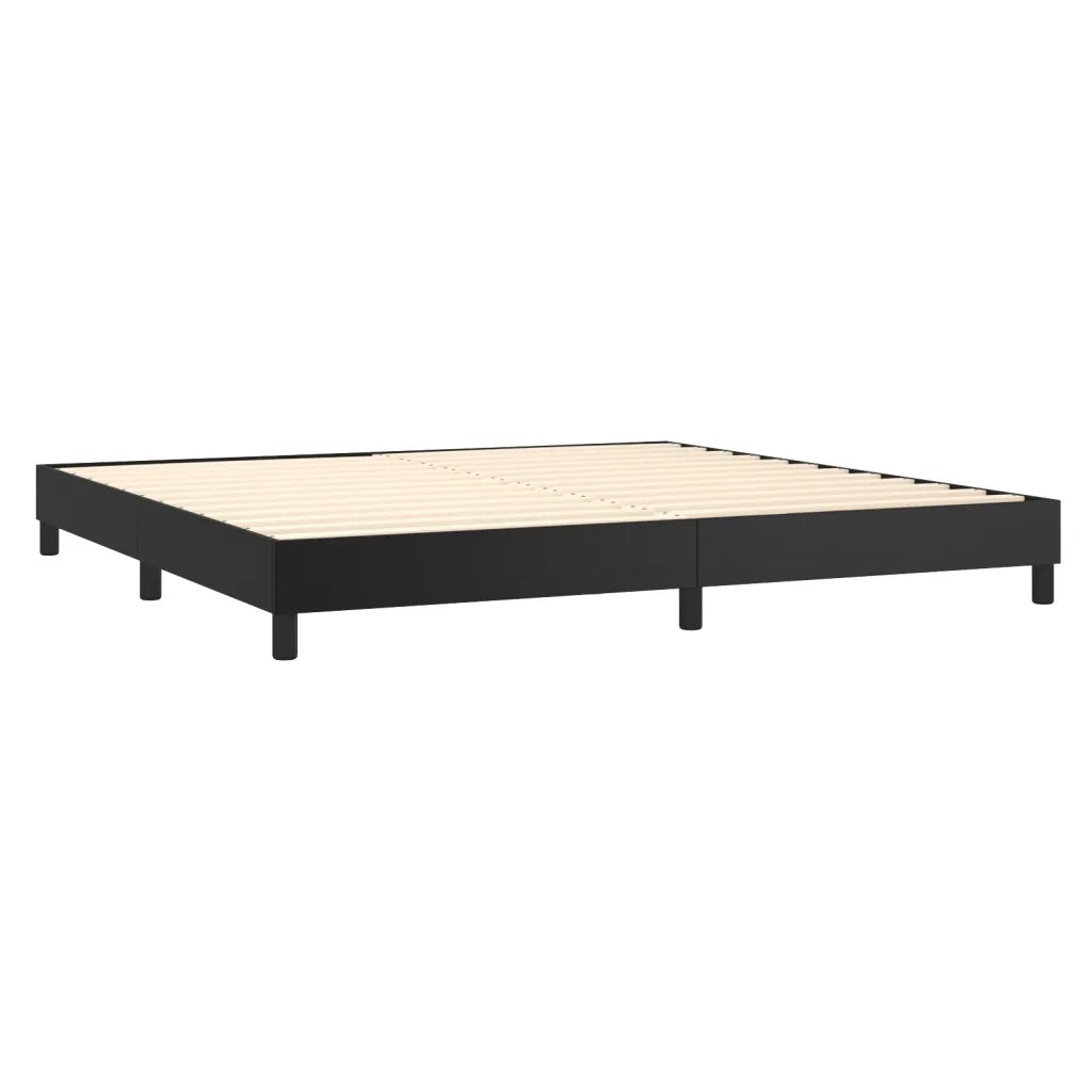 Giroletto a Molle con Materasso e LED Nero 200x200cm Similpelle 3134123