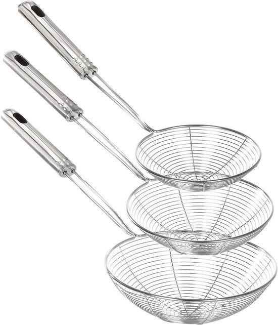 Set di Raccogliere Fritture in Acciaio Inox - Set di 3 Raccogliatori per Fritture da Cucina